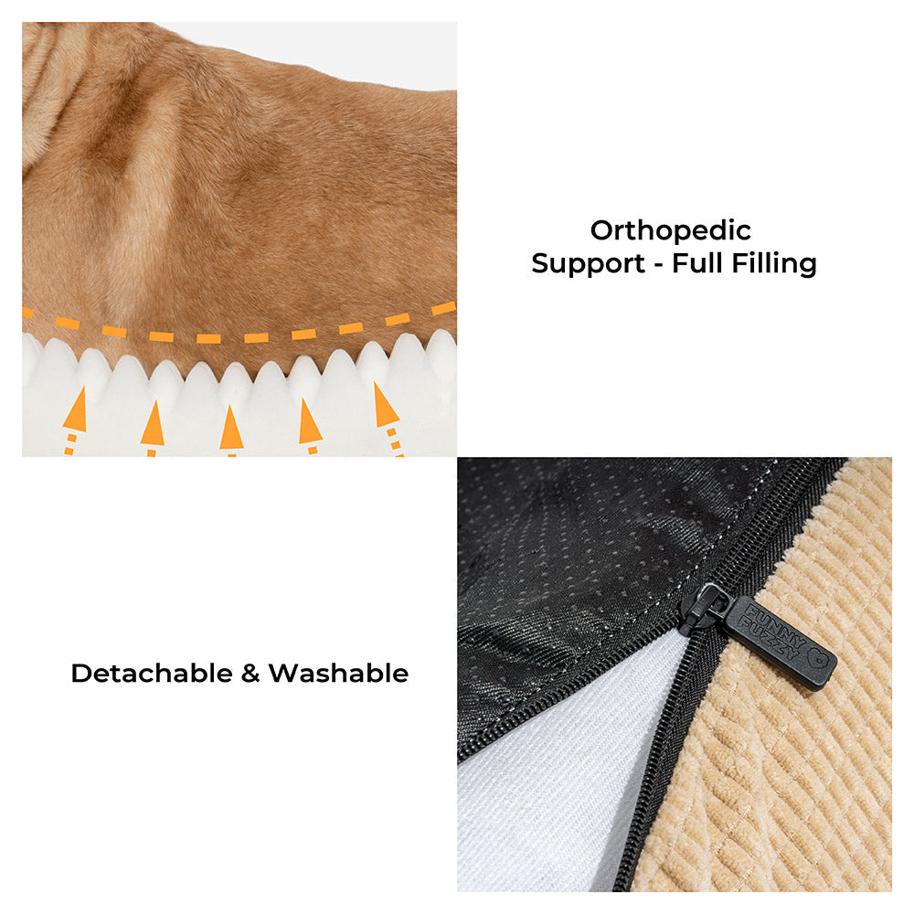 Sofa Flanelle Double Couche Orthopédique pour Chien | Accoudoirs Rembourrés, Chic, Lavable