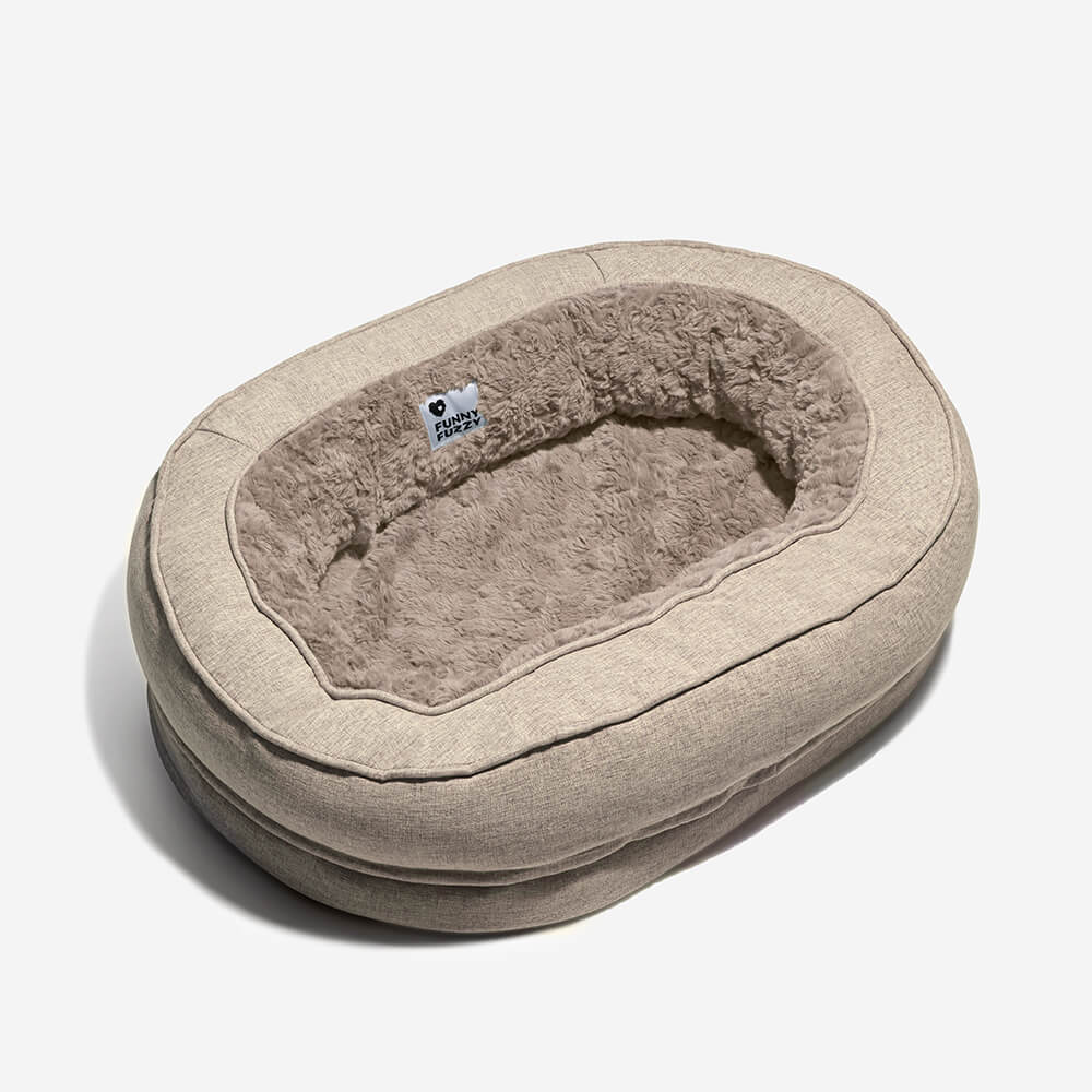 Lit Donut Moelleux pour Chien | Rembourrage 3D, Enveloppant, Lavable, Toutes Tailles