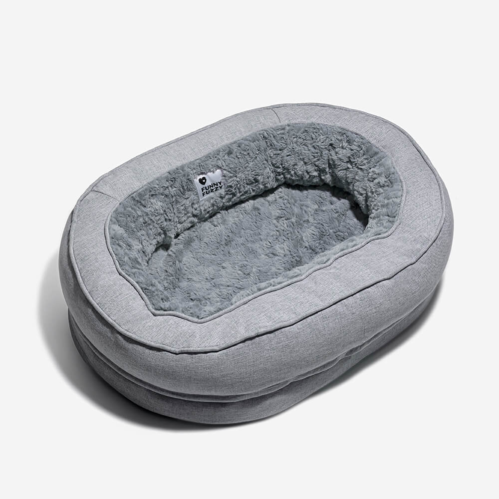 Lit Donut Moelleux pour Chien | Rembourrage 3D, Enveloppant, Lavable, Toutes Tailles