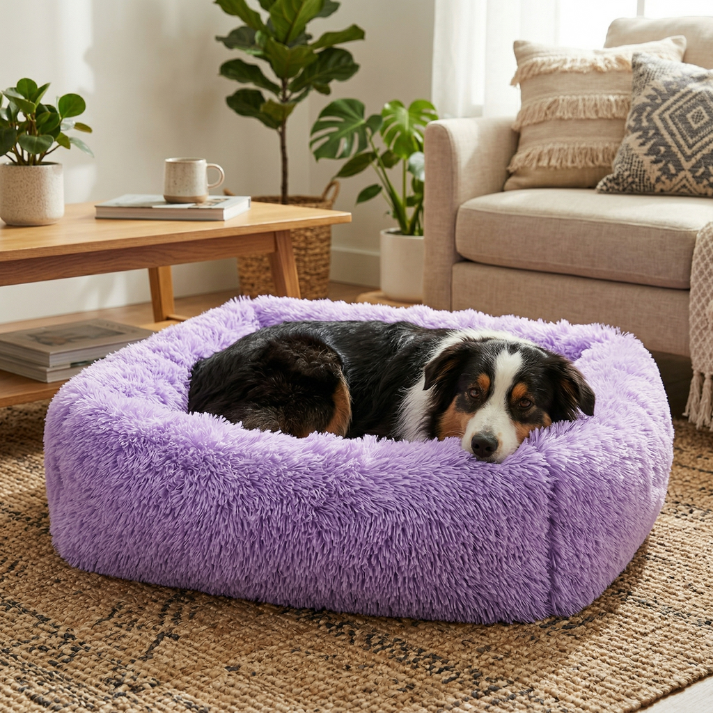 Panier Chien Peluche Anti-Stress | Lavable Machine, Antidérapant & Toutes Saisons