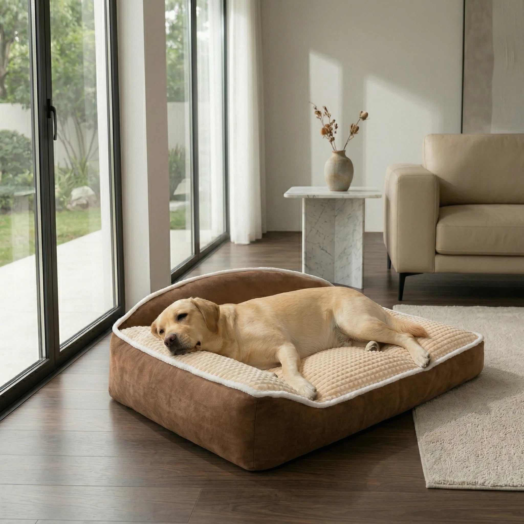 Lit Orthopédique Mémoire de Forme pour Chien | Coussin Anti-Dérapant & Lavable