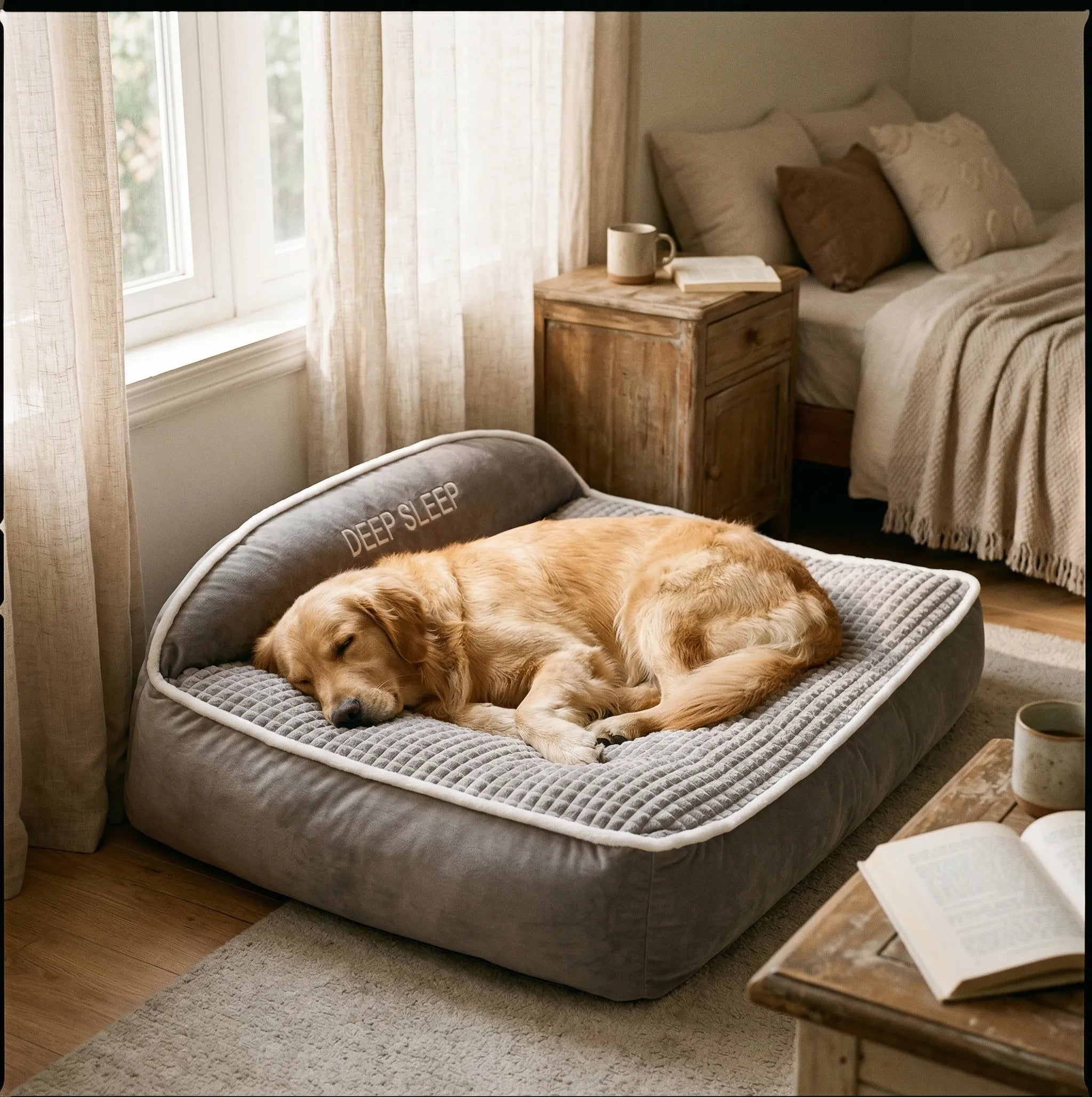 Lit Orthopédique Mémoire de Forme pour Chien | Coussin Anti-Dérapant & Lavable