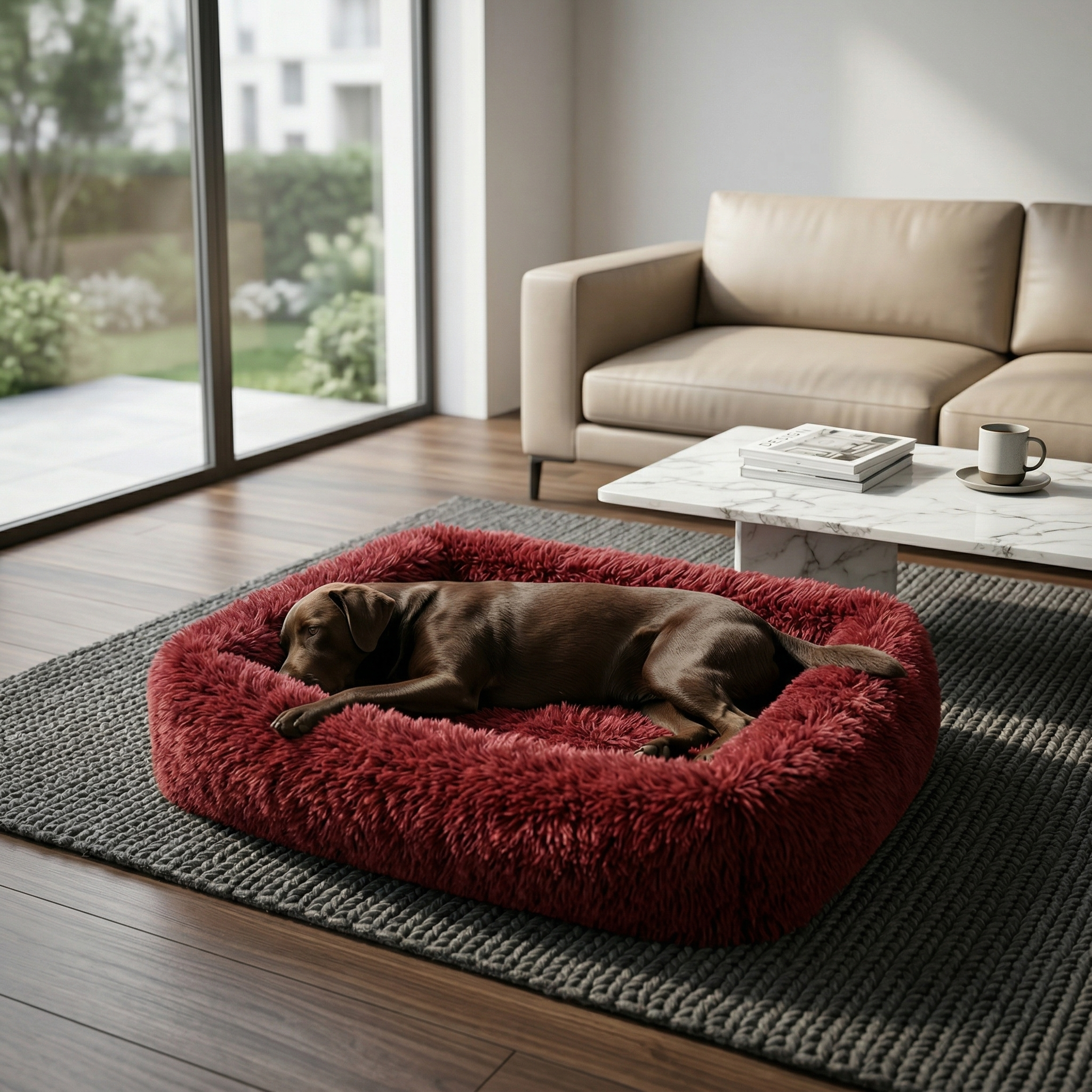 Panier Carré Peluche Apaisant pour Chien | Ultra-Moelleux & Lavable Machine