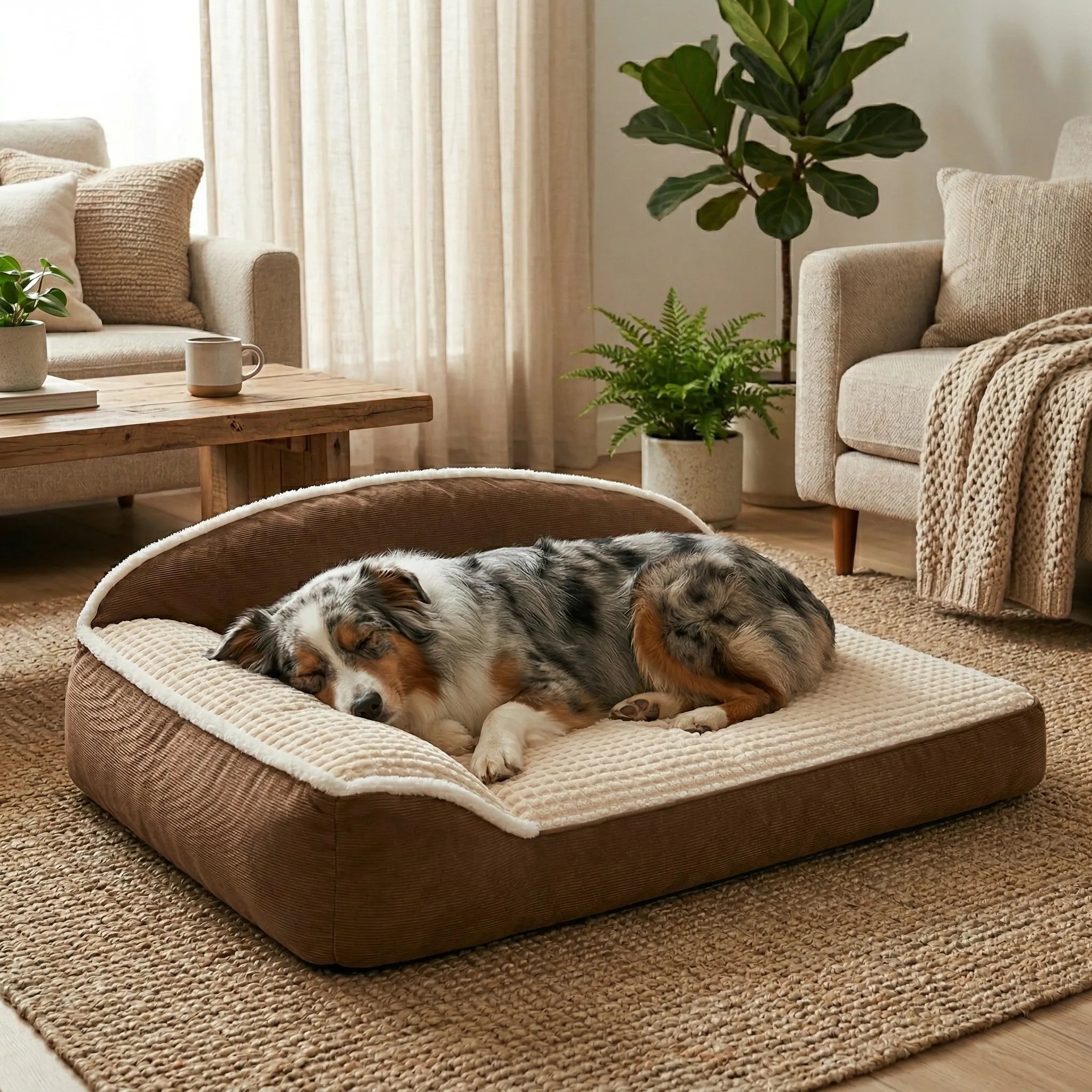 Lit Orthopédique Mémoire de Forme pour Chien | Coussin Anti-Dérapant & Lavable