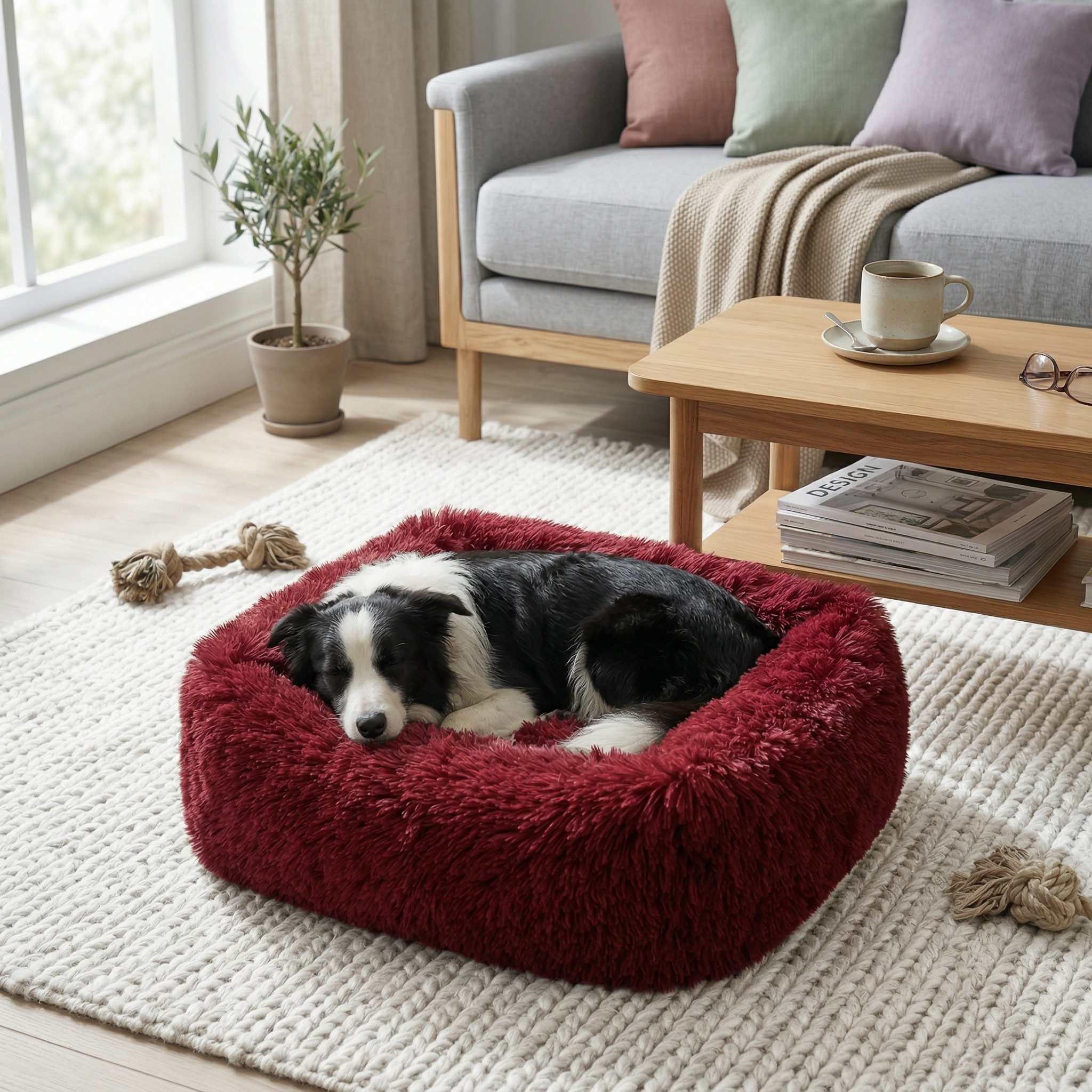 Panier Chien Peluche Anti-Stress | Lavable Machine, Antidérapant & Toutes Saisons