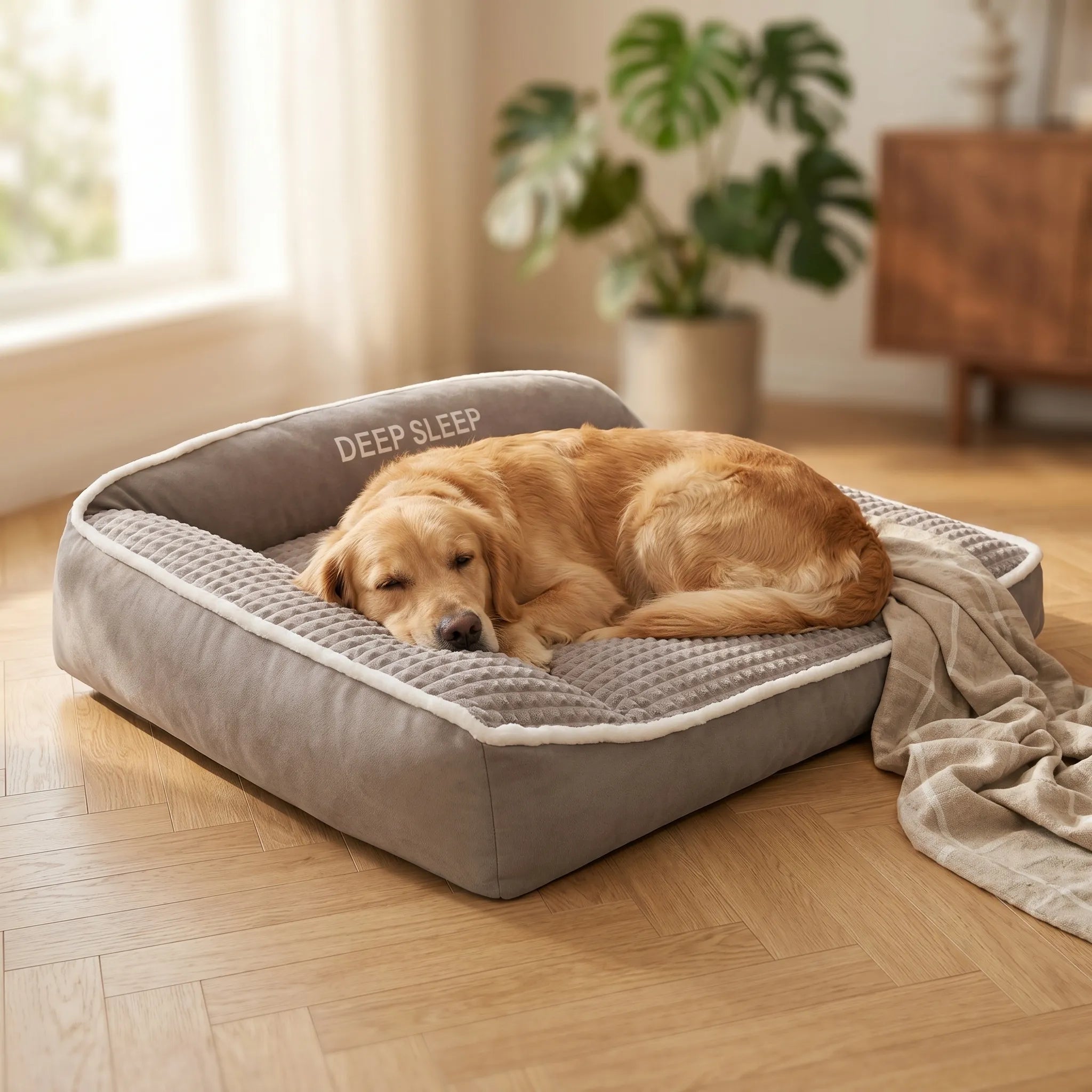 Lit Orthopédique Mémoire de Forme pour Chien | Coussin Anti-Dérapant & Lavable