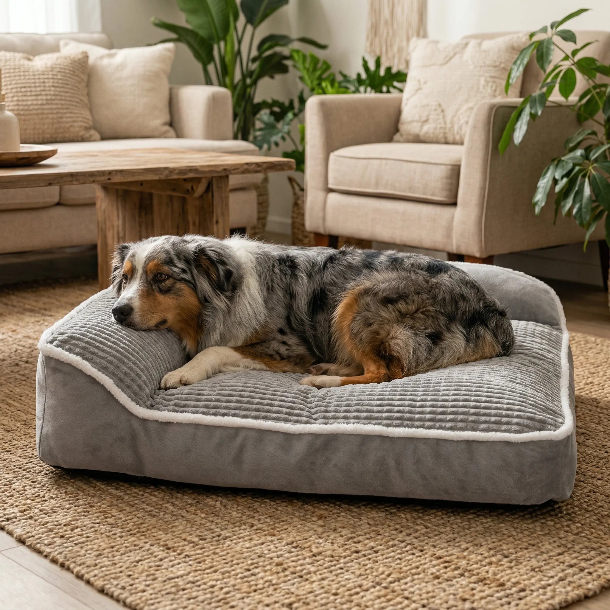 Lit Orthopédique Mémoire de Forme pour Chien | Coussin Anti-Dérapant & Lavable