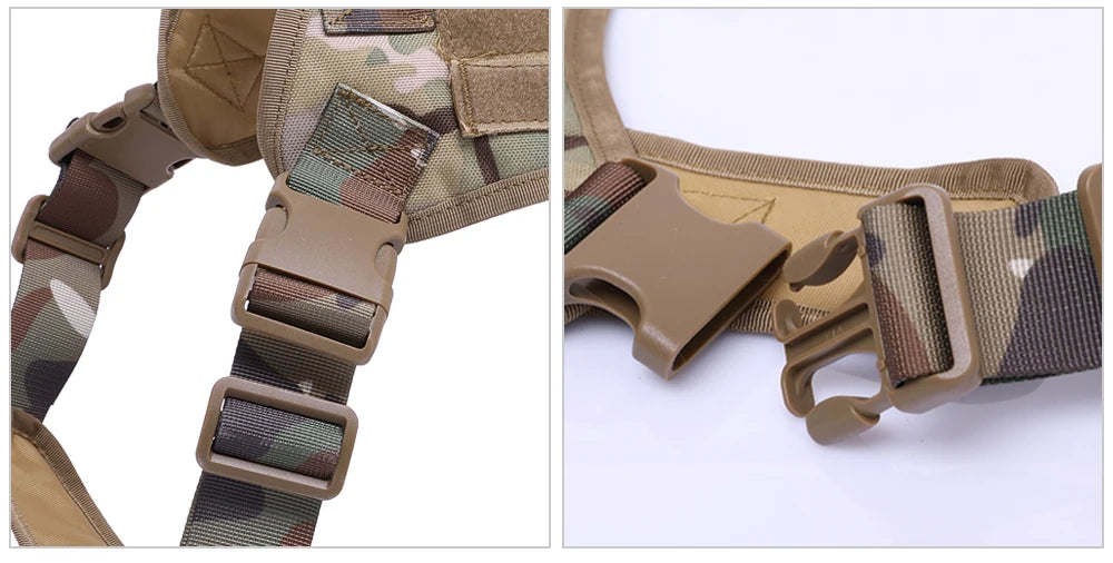 Kit Harnais Tactique Chien + Laisse & Collier | Nylon 1000D, MOLLE, Poignée, Éducation, Marche & Chasse