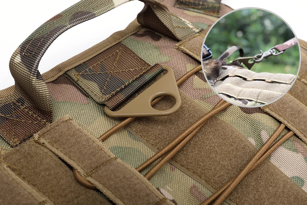 Kit Harnais Tactique Chien + Laisse & Collier | Nylon 1000D, MOLLE, Poignée, Éducation, Marche & Chasse