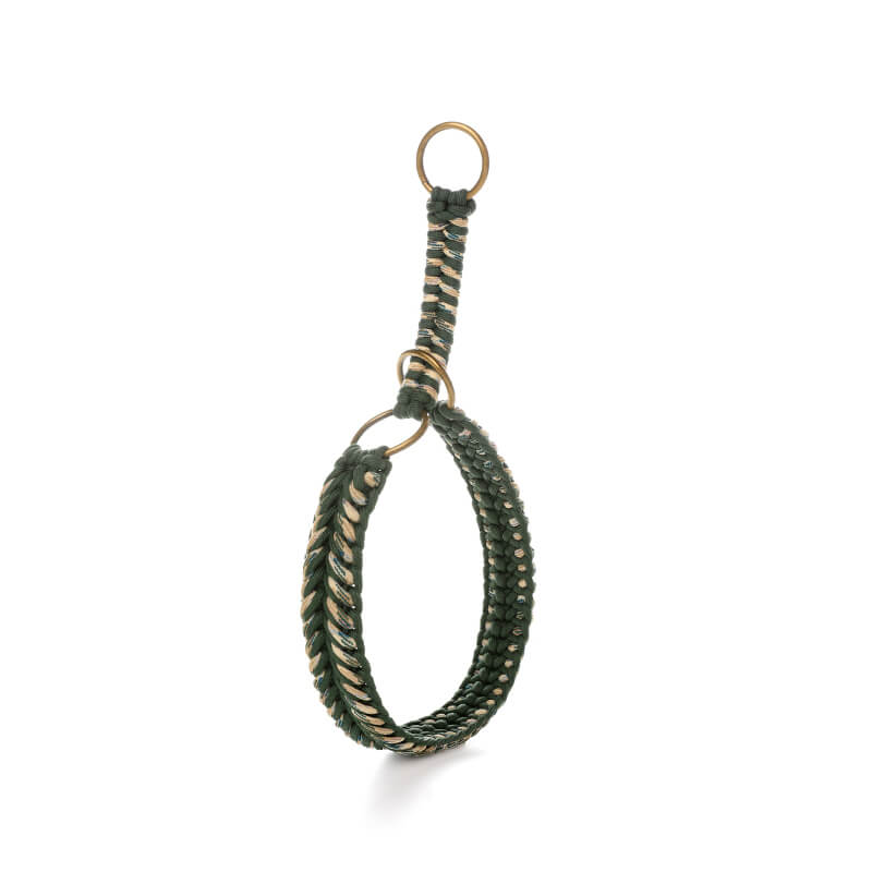 Collier Phosphorescent Tressé Main Grand Chien | Anti-Traction, Visible la Nuit, Nylon Renforcé, S à 2XL