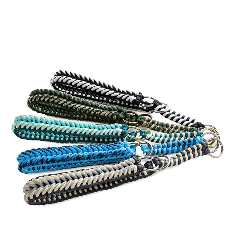 Collier Phosphorescent Tressé Main Grand Chien | Anti-Traction, Visible la Nuit, Nylon Renforcé, S à 2XL