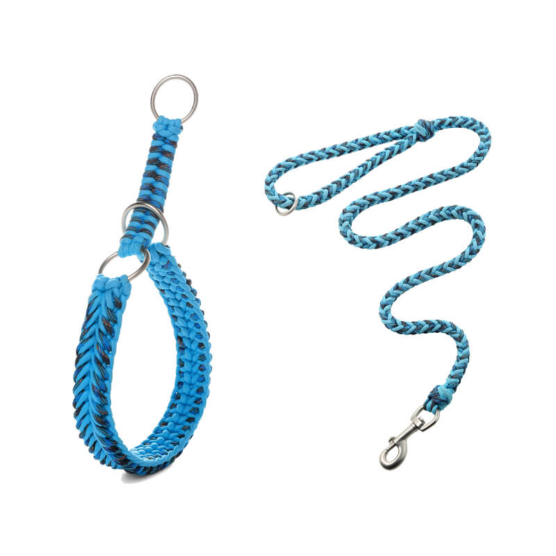 Collier Phosphorescent Tressé Main Grand Chien | Anti-Traction, Visible la Nuit, Nylon Renforcé, S à 2XL