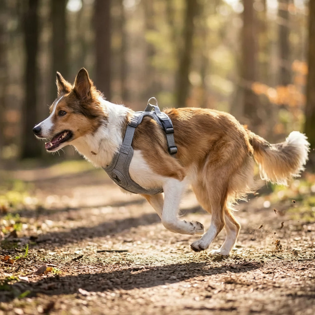 harnais pour chien avec points d’attache securises et serrages lateraux