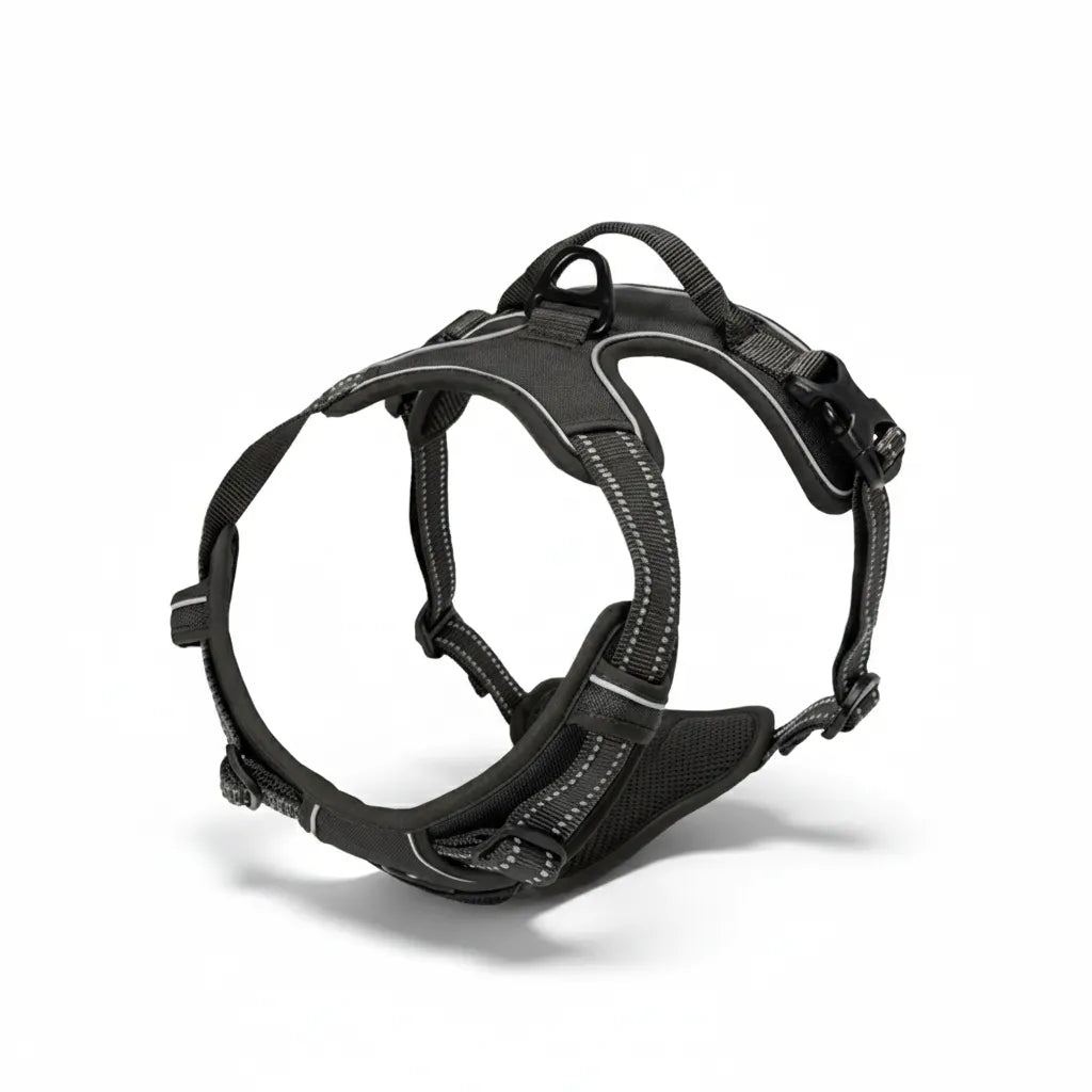 harnais pour chien avec structure rigide partielle et sangles reglables