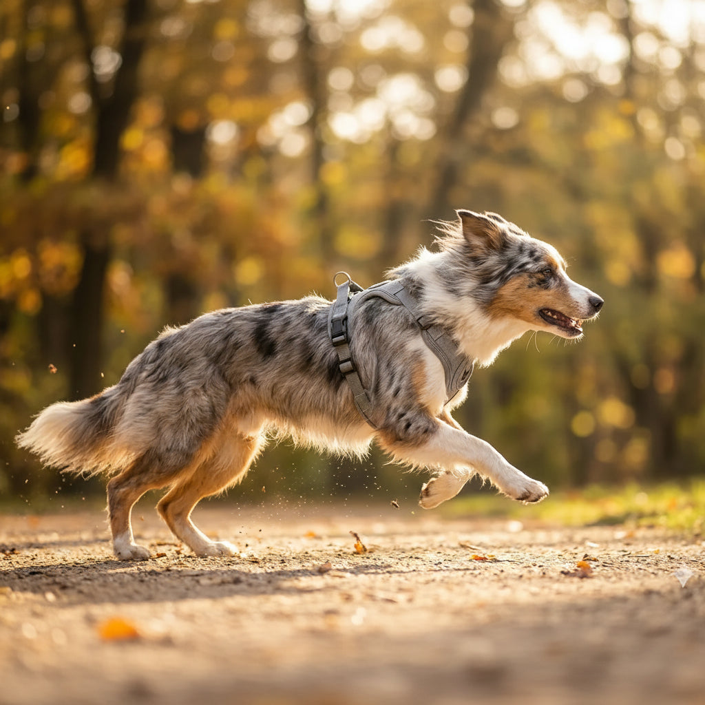 harnais pour chien avec plusieurs anneaux d’attache et structure resistante
