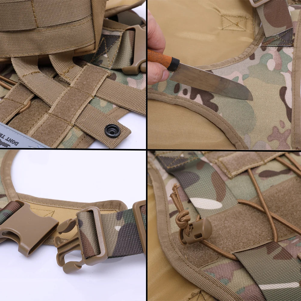 Kit Harnais Tactique Chien + Laisse & Collier | Nylon 1000D, MOLLE, Poignée, Éducation, Marche & Chasse