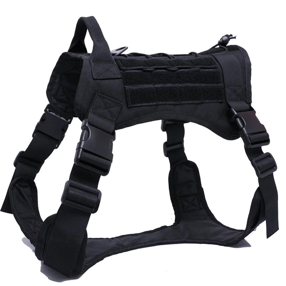 Kit Harnais Tactique Chien + Laisse & Collier | Nylon 1000D, MOLLE, Poignée, Éducation, Marche & Chasse