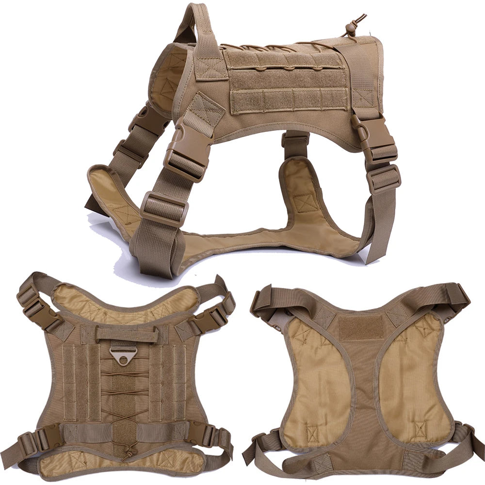 Kit Harnais Tactique Chien + Laisse & Collier | Nylon 1000D, MOLLE, Poignée, Éducation, Marche & Chasse