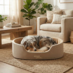 lit pour chien circulaire avec bordure uniforme et zone centrale moelleuse