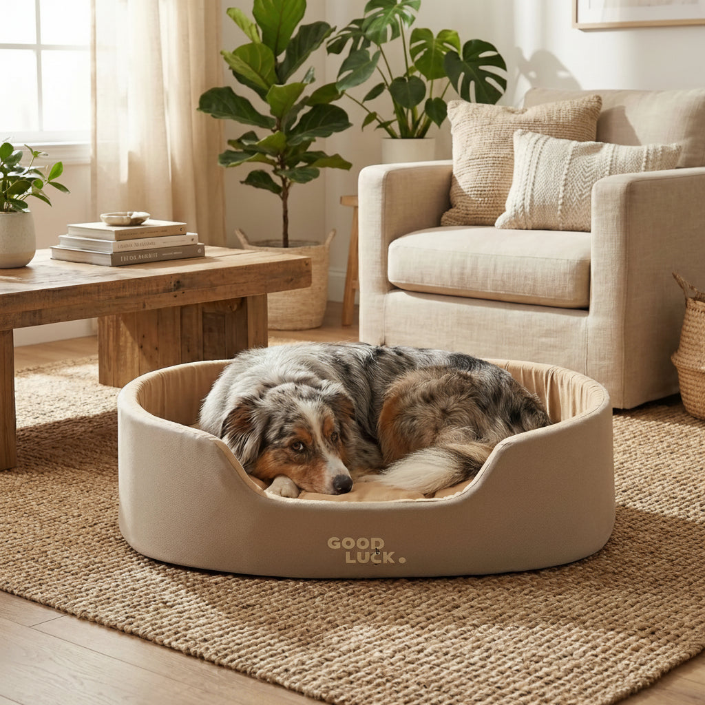 lit pour chien circulaire avec bordure uniforme et zone centrale moelleuse