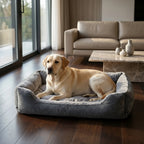 lit pour chien a bords hauts en tissu doux et moelleux