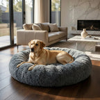 lit pour chien de forme ronde avec contours rembourres et assise uniforme