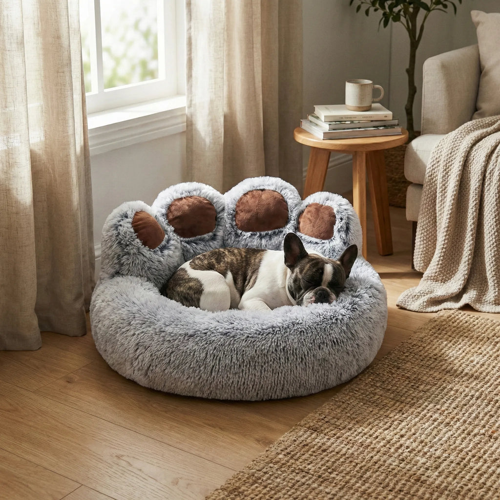 Coussin pour chien style patte avec interieur profond et soutien confortable