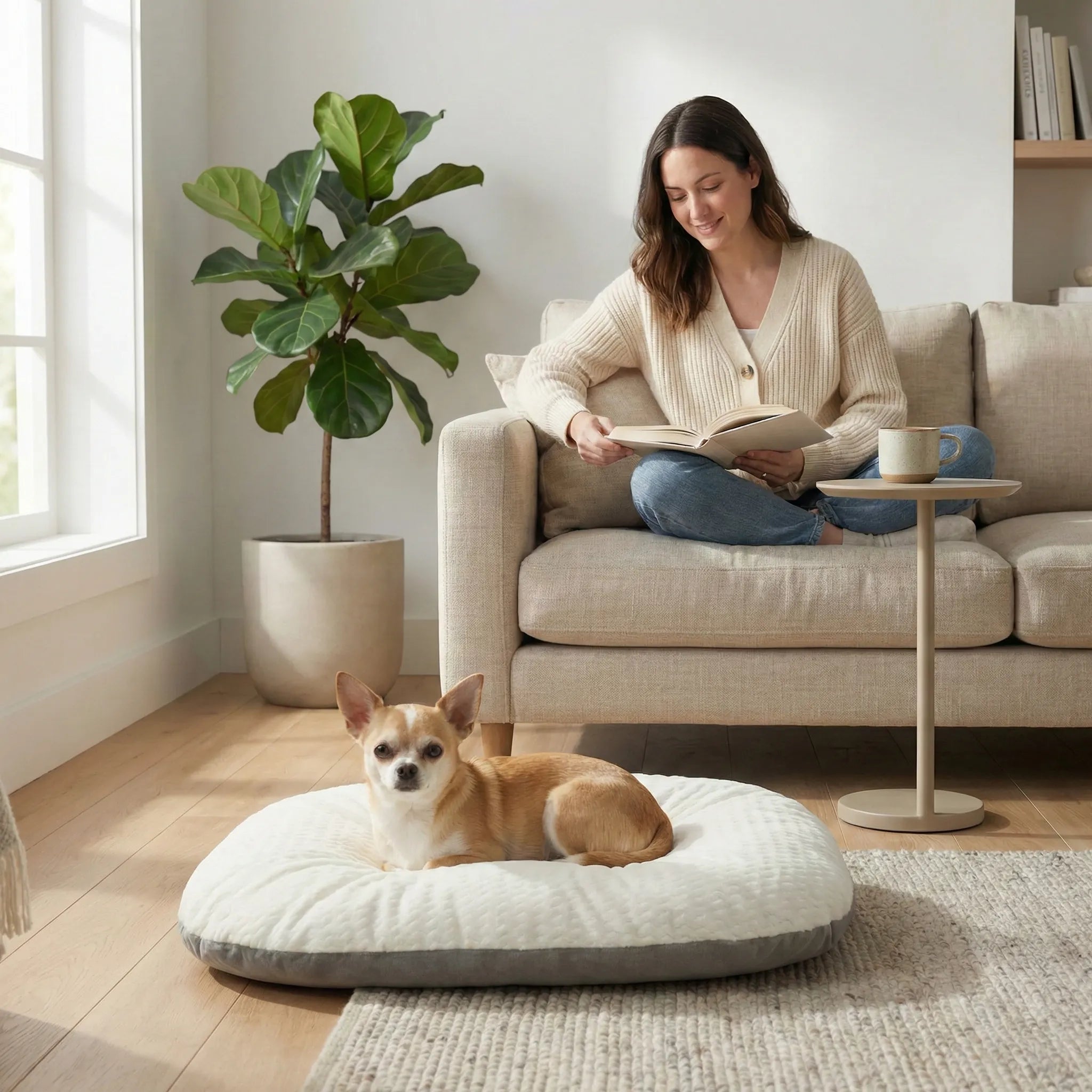 matelas pour chien a rembourrage epais avec piquage regulier en surface