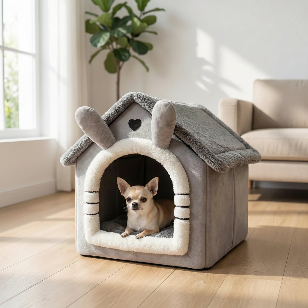 niche pour chien en tissu avec parois souples et ouverture frontale