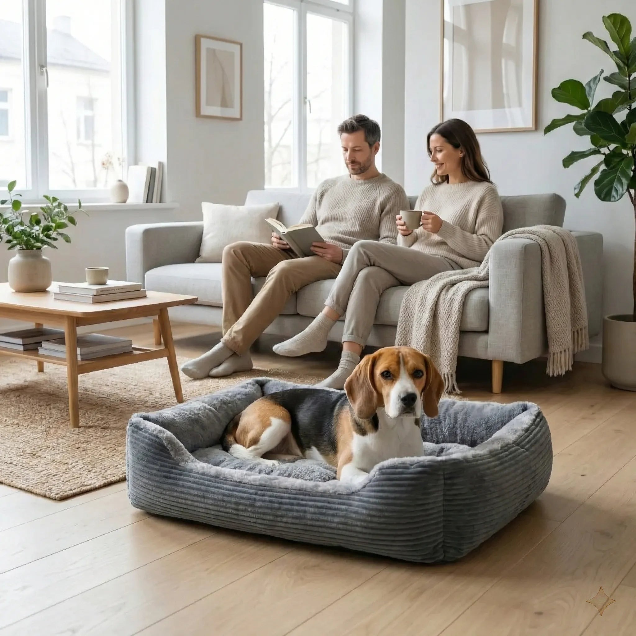 Panier apaisant pour chien a rebords hauts et surface douce