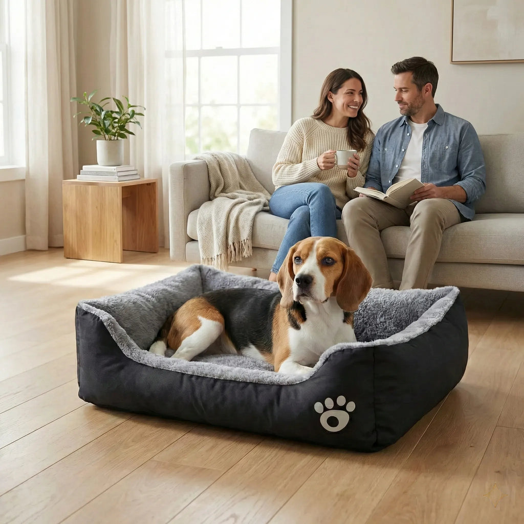 Lit pour chien avec matelas moelleux et contour rembourre pour maintien optimal