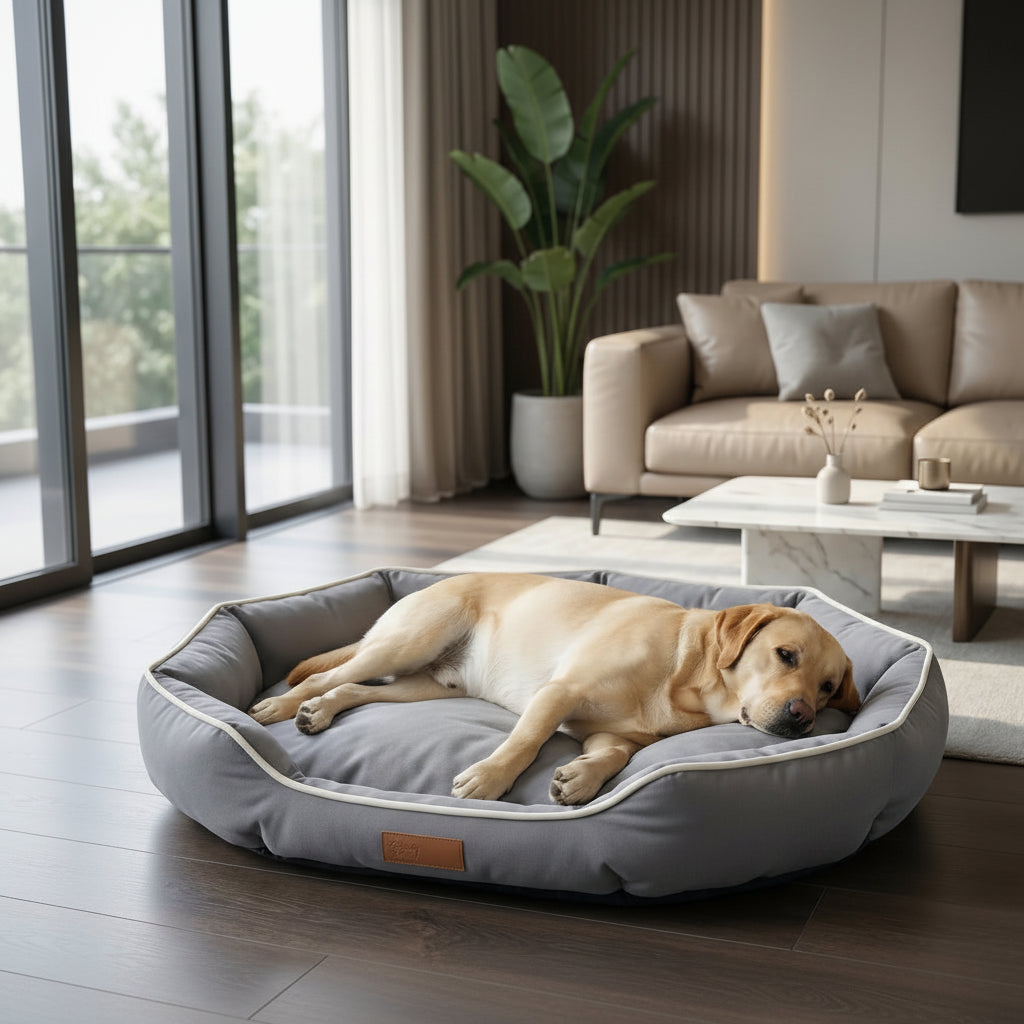 Lit pour chien avec matelas central gonflant et soutien peripherique