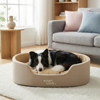 panier pour chien avec rebords droits et coussin interieur gonfle