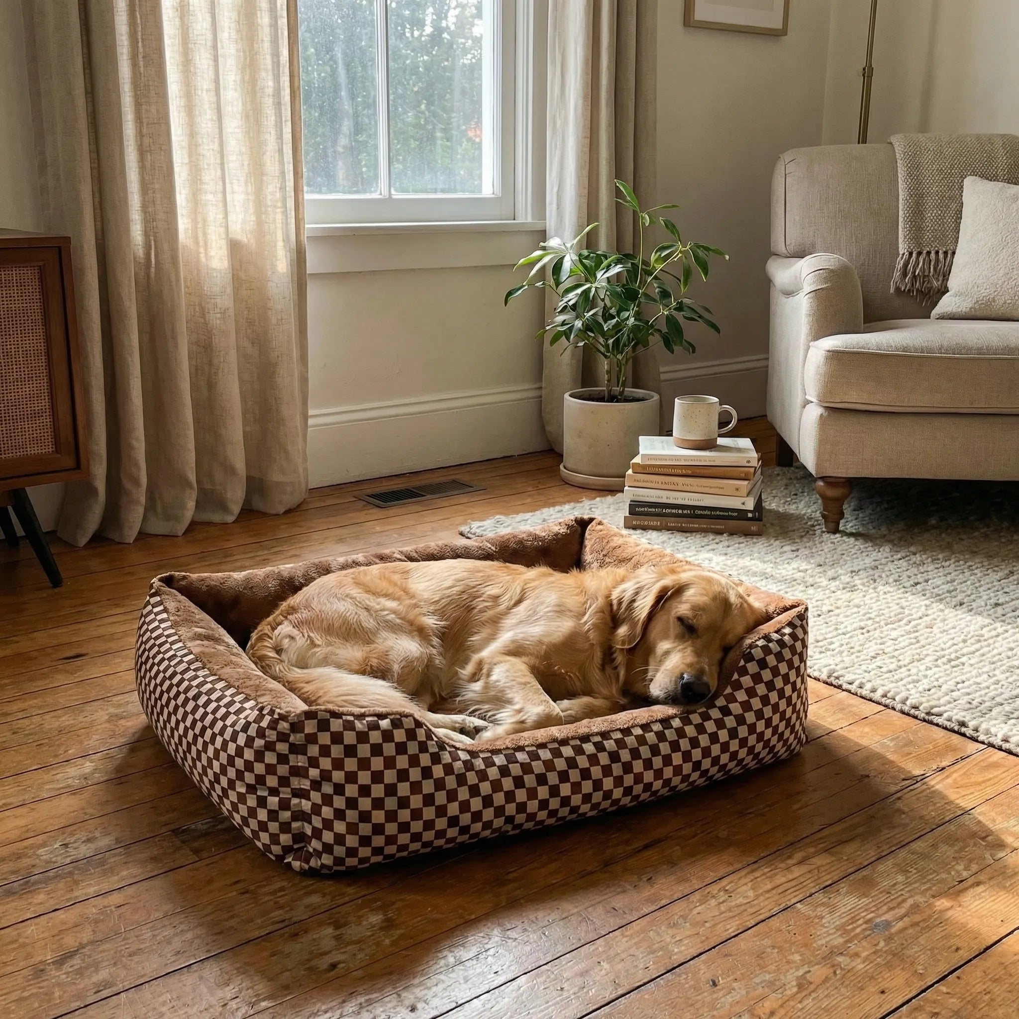 panier pour chien avec contours rembourres et assise stable