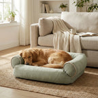 panier pour chien au design sofa avec accoudoirs arrondis