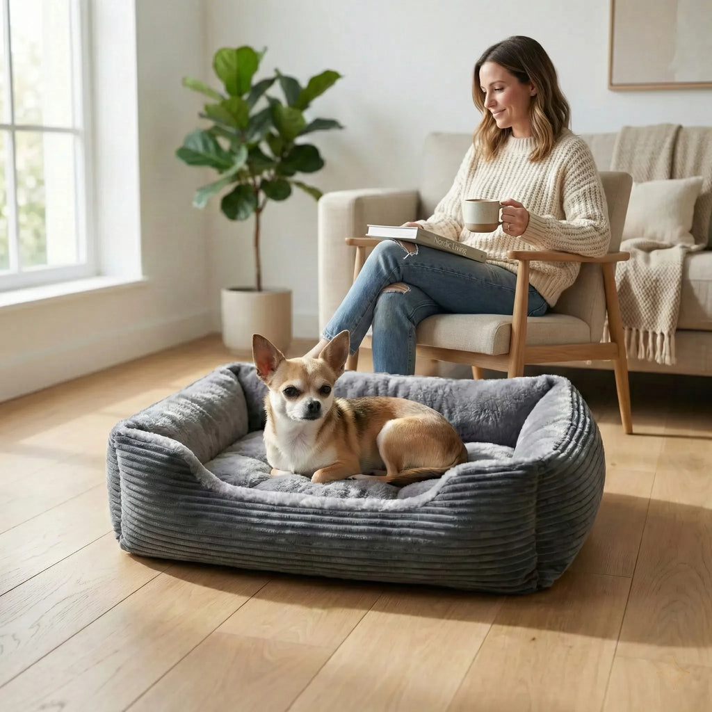 panier pour chien avec bords epais et structure enveloppante