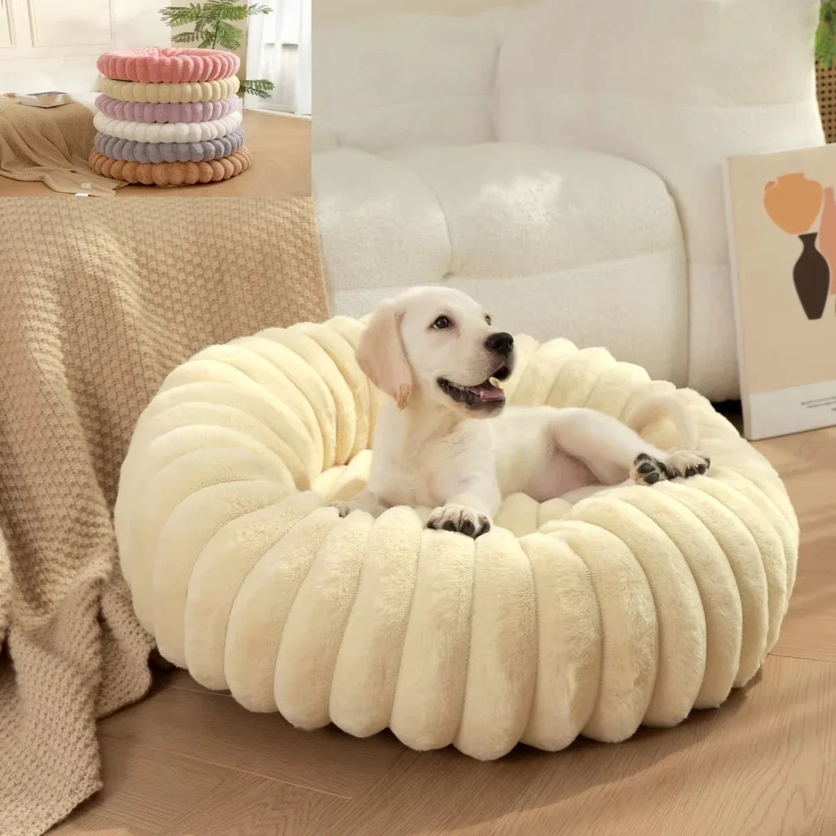 Lit rond pour chien favorisant le sommeil apaisant
