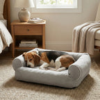 Panier pour chien avec bordures fermes et surface interieure matelassee