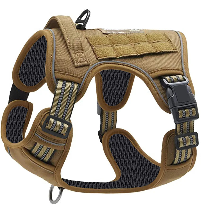 Harnais Tactique Anti-Traction pour Chien | Style Militaire, Poignée de Contrôle, Réfléchissant, Randonnée & Sport