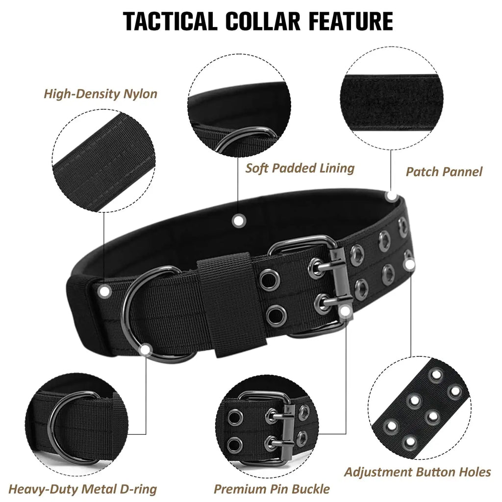Kit Harnais Tactique Chien + Laisse & Collier | Nylon 1000D, MOLLE, Poignée, Éducation, Marche & Chasse