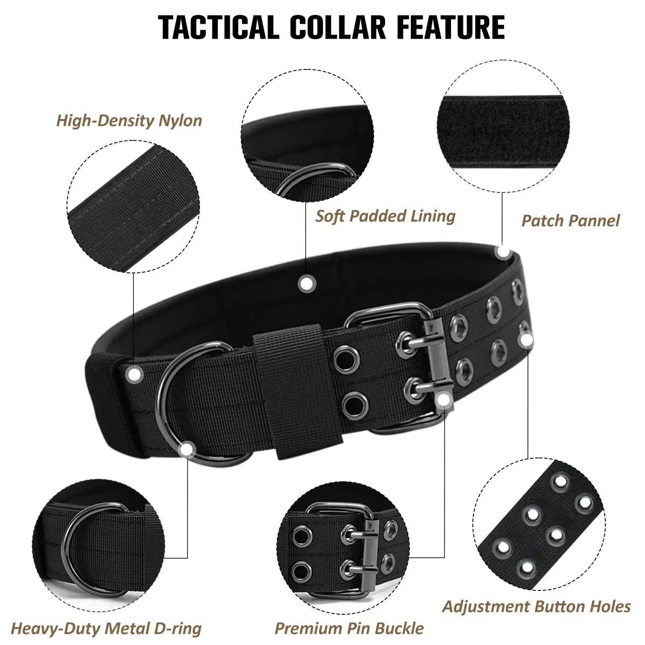 Kit Harnais Tactique Chien + Laisse & Collier | Nylon 1000D, MOLLE, Poignée, Éducation, Marche & Chasse