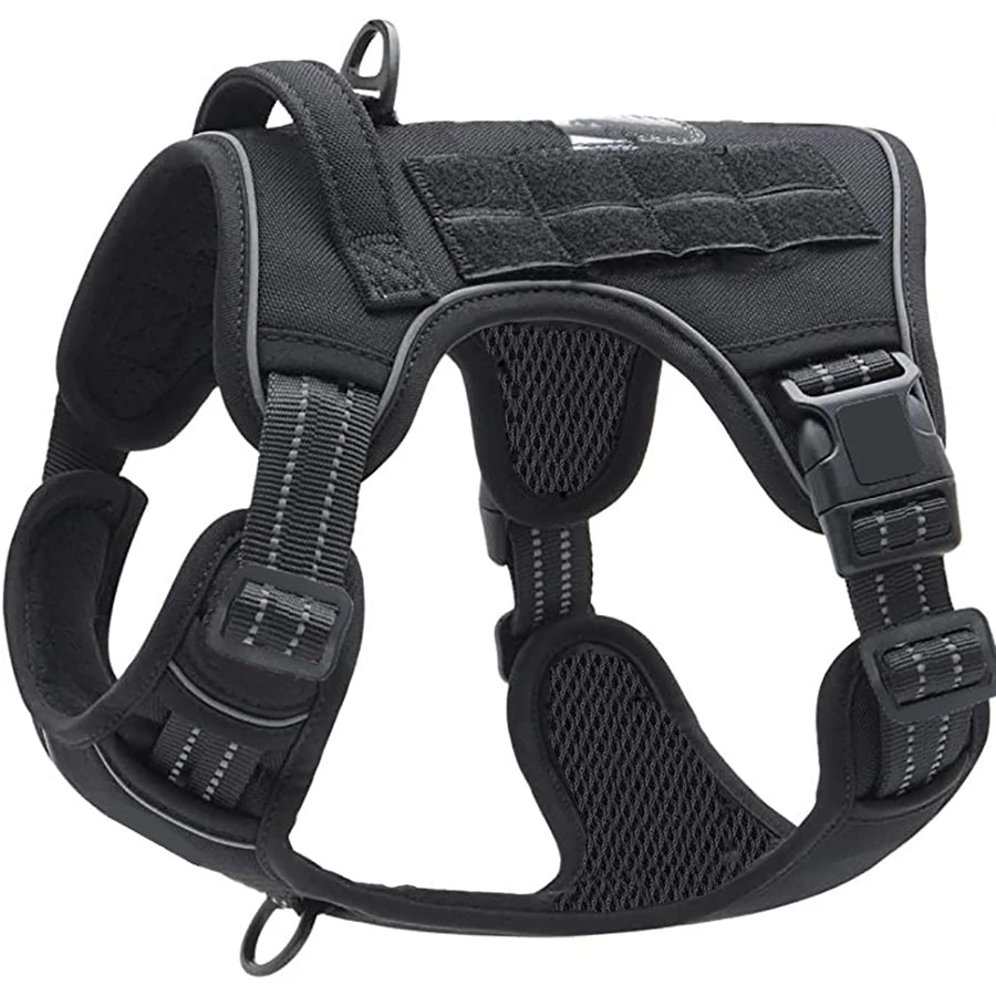 Harnais Tactique Anti-Traction pour Chien | Style Militaire, Poignée de Contrôle, Réfléchissant, Randonnée & Sport