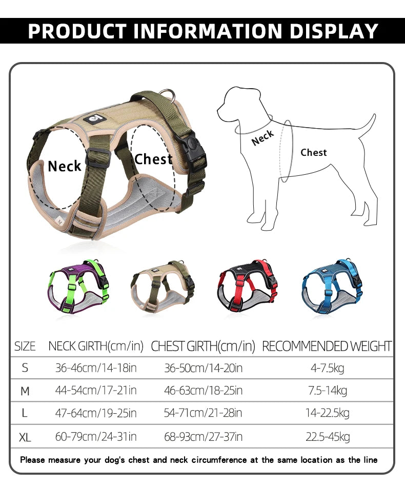 Harnais Imperméable Oxford pour Chien | Anti-Traction, Réfléchissant, Toutes Saisons, Pluie & Boue