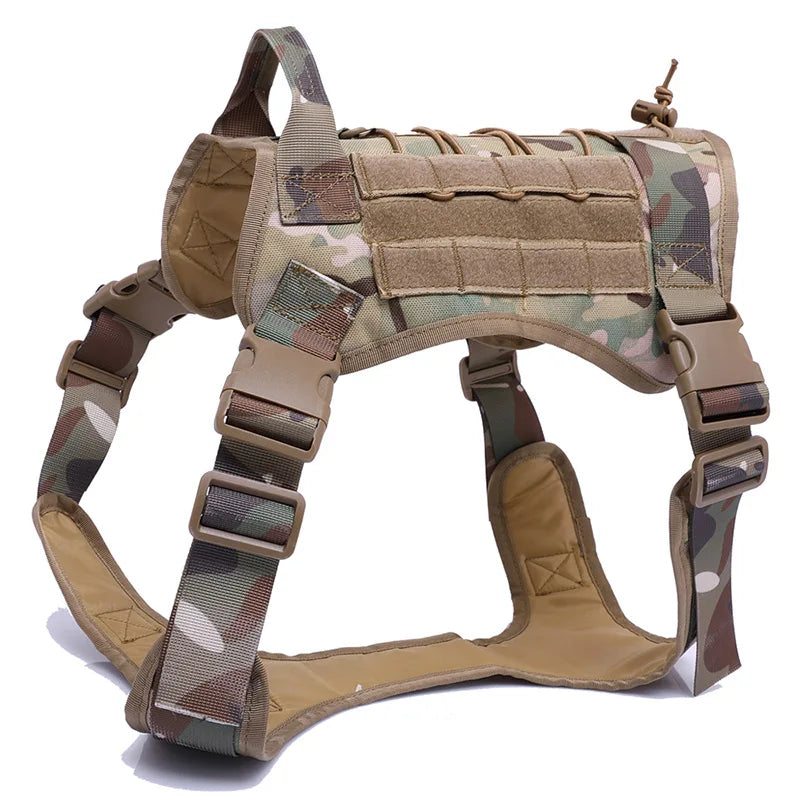Kit Harnais Tactique Chien + Laisse & Collier | Nylon 1000D, MOLLE, Poignée, Éducation, Marche & Chasse