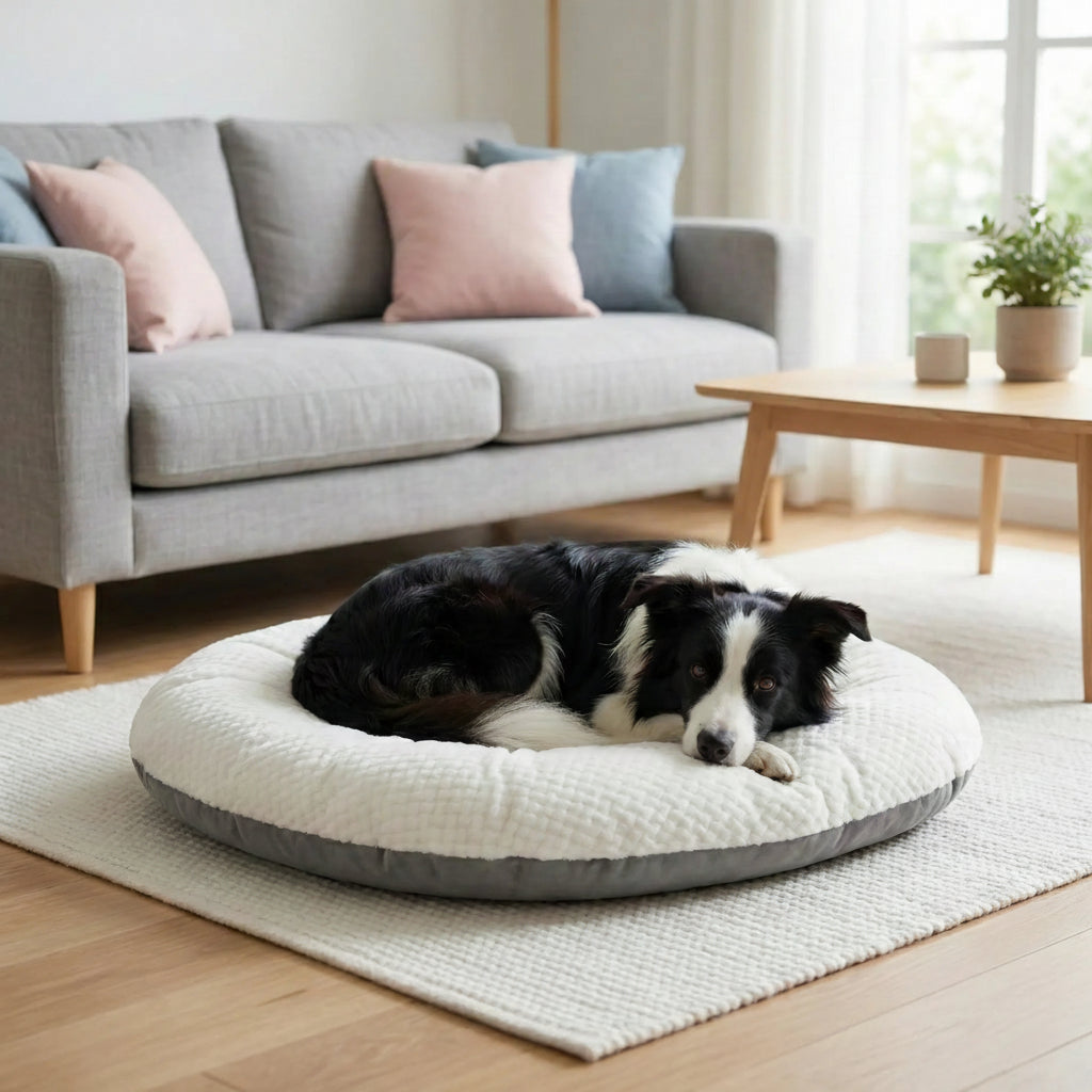 tapis pour chien moelleux avec coutures capitonnees et contours nets