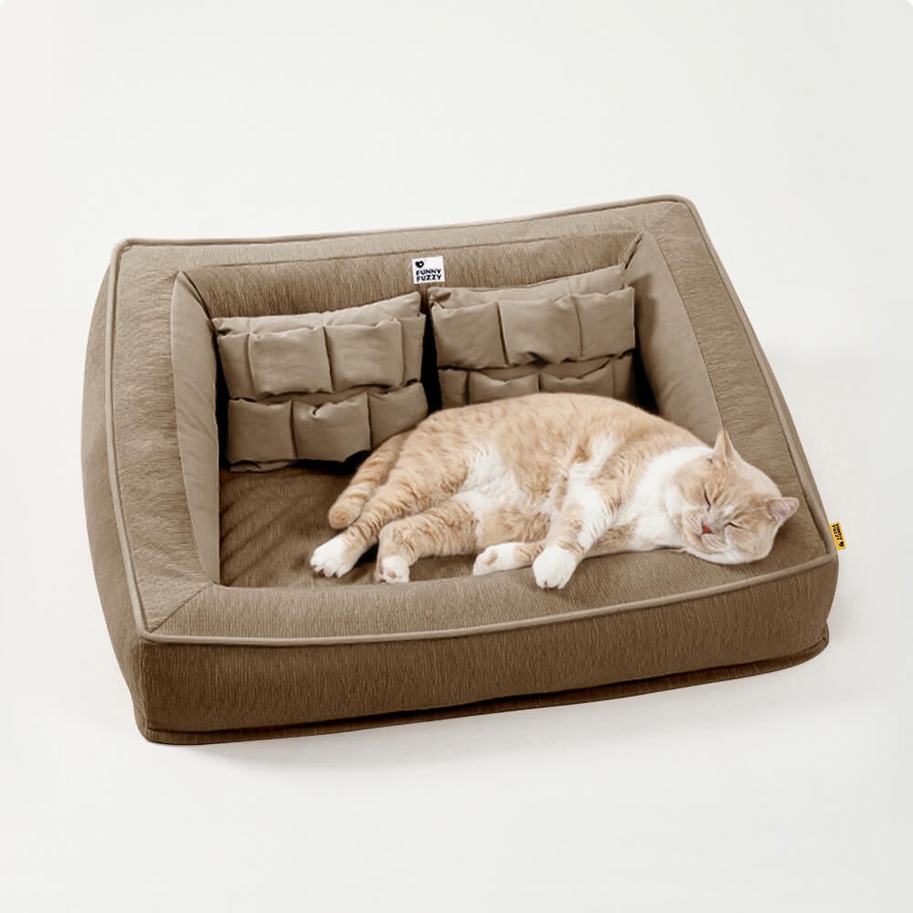 Sofa Orthopédique avec Coussins pour Chien | Mousse Haute Densité, Antidérapant, Seniors & Arthrose