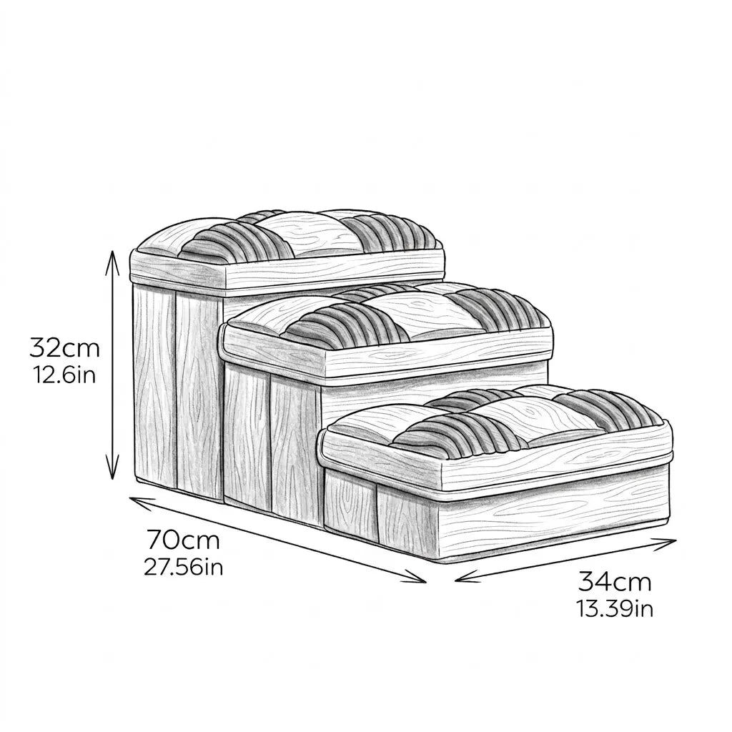 Escalier Orthopédique pour Chien avec Rangement, Pliable & Antidérapant - Guide des tailles