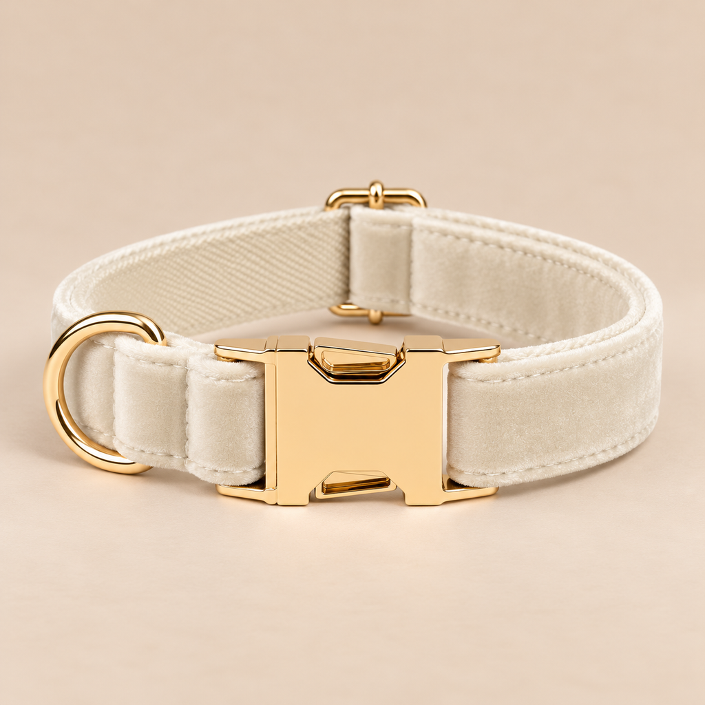 Collier pour Chien Velvet Crème | Réglable XS à XL, Assorti Laisse & Harnais