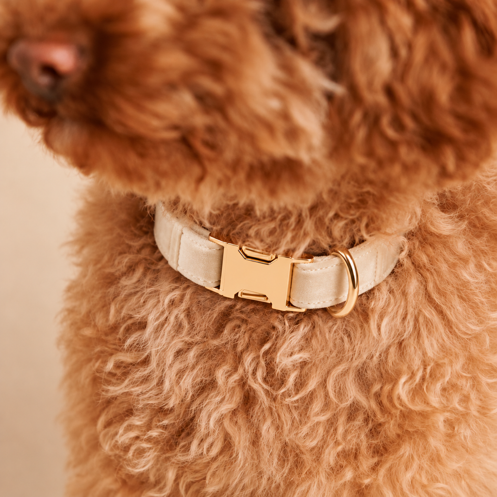 Collier pour Chien Velvet Crème | Réglable XS à XL, Assorti Laisse & Harnais