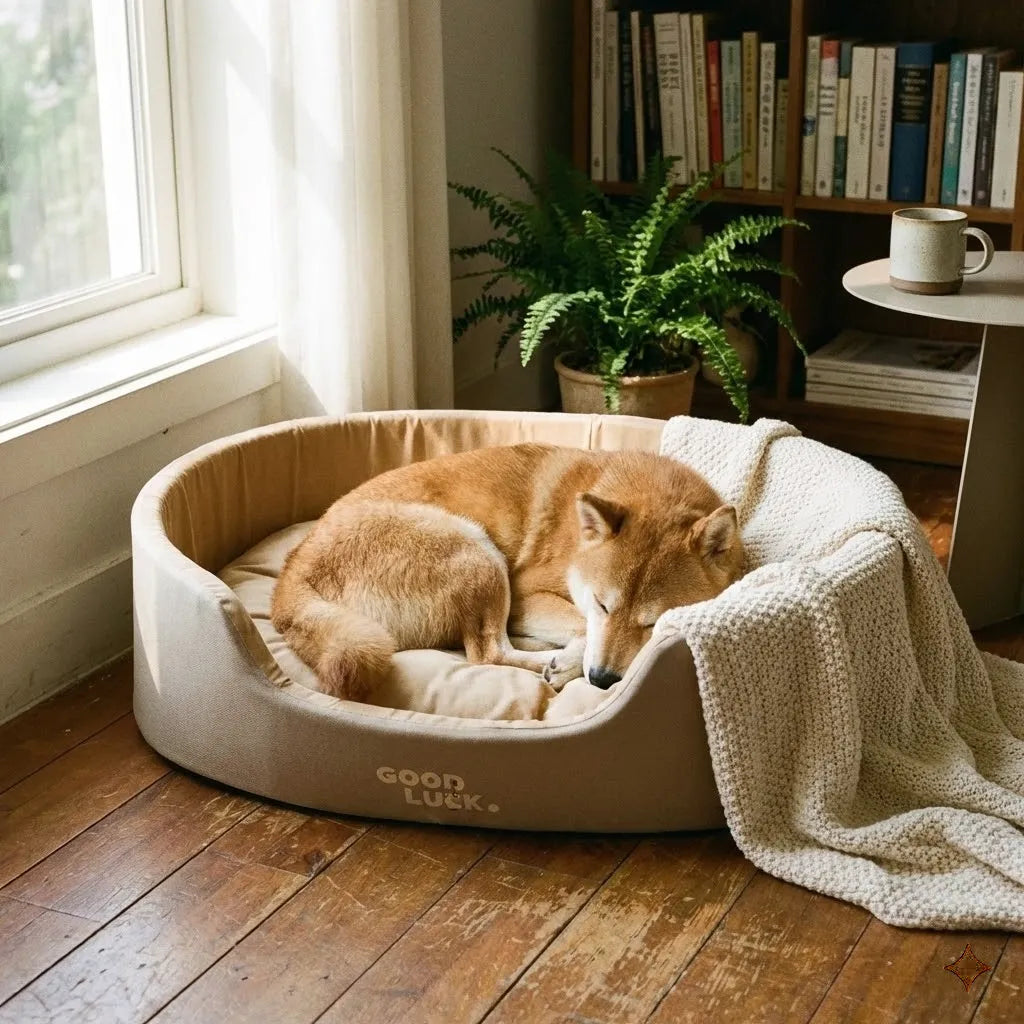 couchage chien proche fenetre lumiere naturelle